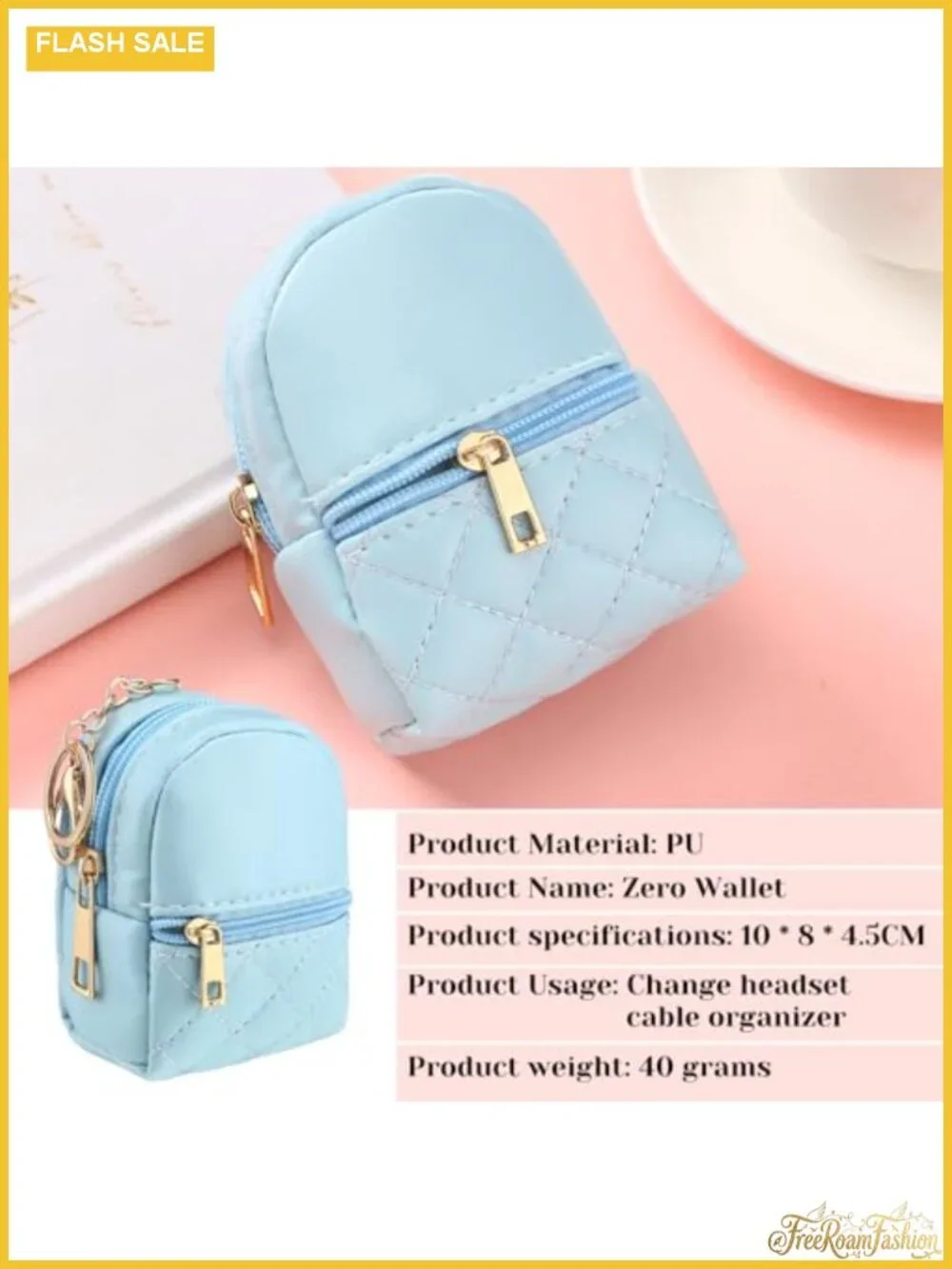 Mini Backpack Coin Purse PU Leather with Keychain Card Slots Lipstick Holder